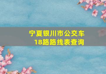 宁夏银川市公交车18路路线表查询