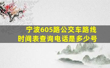 宁波605路公交车路线时间表查询电话是多少号