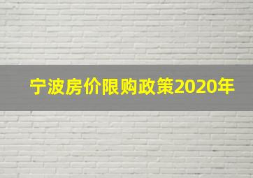 宁波房价限购政策2020年