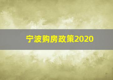 宁波购房政策2020