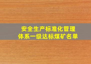 安全生产标准化管理体系一级达标煤矿名单