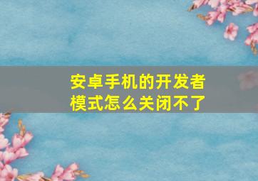 安卓手机的开发者模式怎么关闭不了