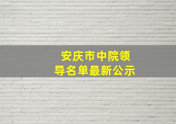 安庆市中院领导名单最新公示