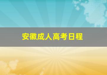 安徽成人高考日程