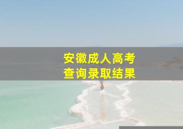 安徽成人高考查询录取结果