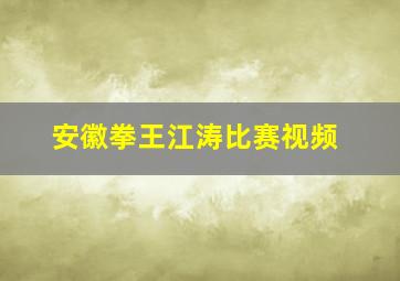 安徽拳王江涛比赛视频