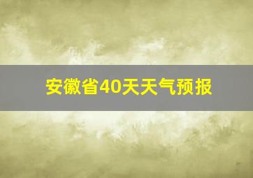 安徽省40天天气预报