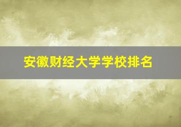 安徽财经大学学校排名