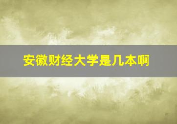 安徽财经大学是几本啊