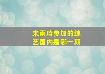 宋雨琦参加的综艺国内是哪一期