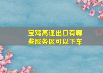 宝鸡高速出口有哪些服务区可以下车