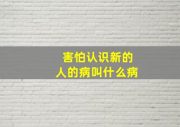 害怕认识新的人的病叫什么病