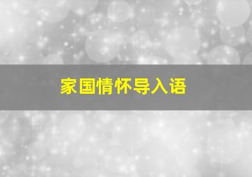 家国情怀导入语