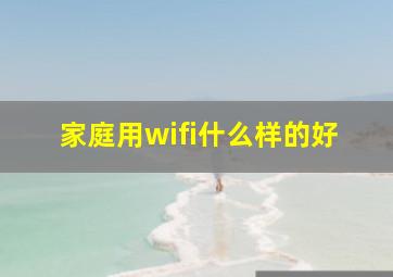 家庭用wifi什么样的好