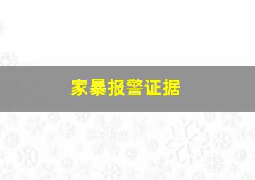 家暴报警证据