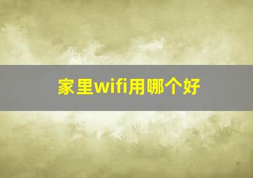 家里wifi用哪个好