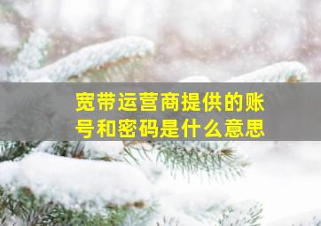 宽带运营商提供的账号和密码是什么意思