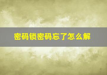 密码锁密码忘了怎么解