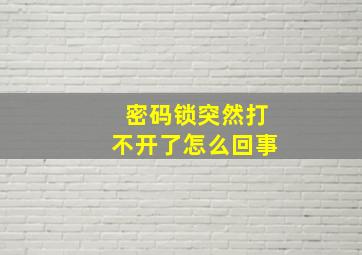 密码锁突然打不开了怎么回事