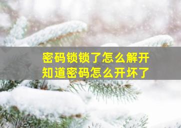 密码锁锁了怎么解开知道密码怎么开坏了