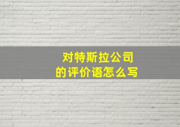 对特斯拉公司的评价语怎么写