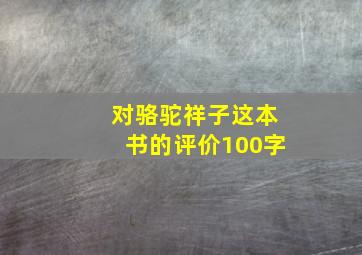 对骆驼祥子这本书的评价100字