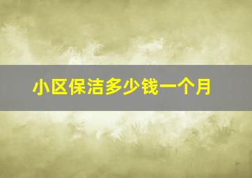 小区保洁多少钱一个月