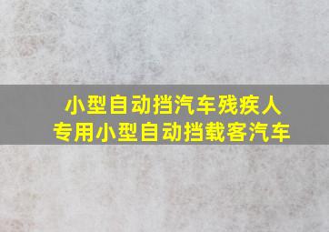 小型自动挡汽车残疾人专用小型自动挡载客汽车