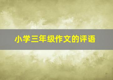 小学三年级作文的评语