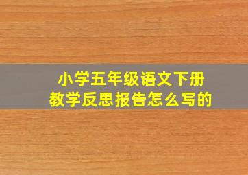 小学五年级语文下册教学反思报告怎么写的