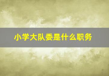 小学大队委是什么职务