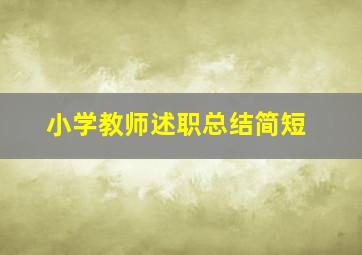 小学教师述职总结简短