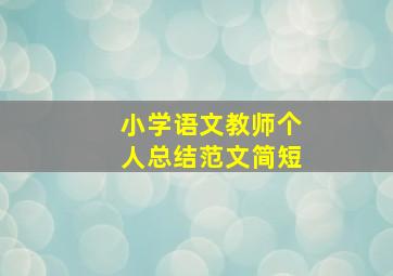 小学语文教师个人总结范文简短