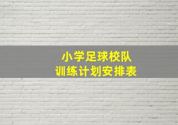 小学足球校队训练计划安排表