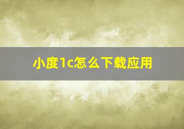 小度1c怎么下载应用