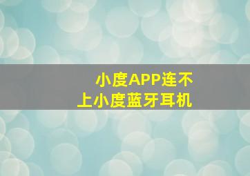 小度APP连不上小度蓝牙耳机