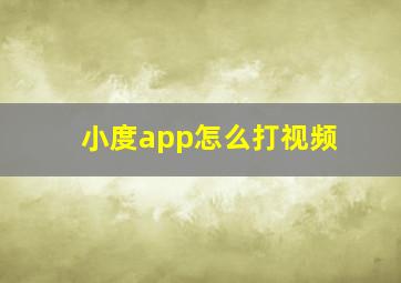 小度app怎么打视频