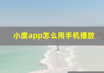 小度app怎么用手机播放