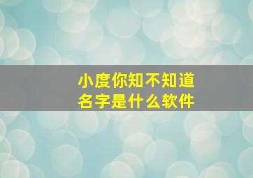 小度你知不知道名字是什么软件