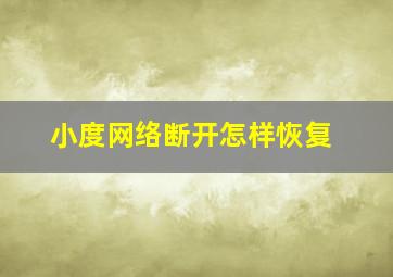 小度网络断开怎样恢复