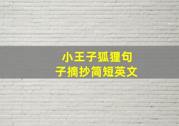 小王子狐狸句子摘抄简短英文