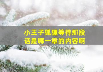 小王子狐狸等待那段话是哪一章的内容啊