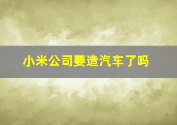 小米公司要造汽车了吗