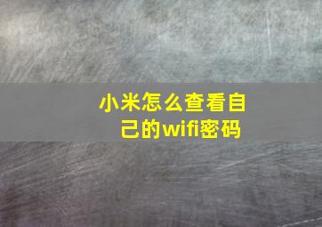 小米怎么查看自己的wifi密码