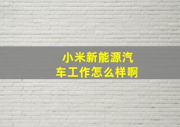 小米新能源汽车工作怎么样啊