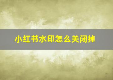 小红书水印怎么关闭掉