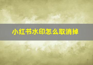 小红书水印怎么取消掉