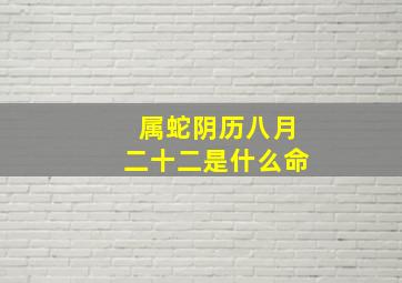 属蛇阴历八月二十二是什么命