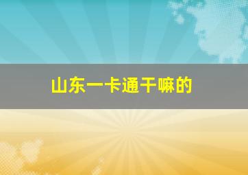 山东一卡通干嘛的