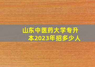 山东中医药大学专升本2023年招多少人